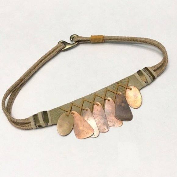 vintage | artisan copper charm boho statement rope belt main image 5